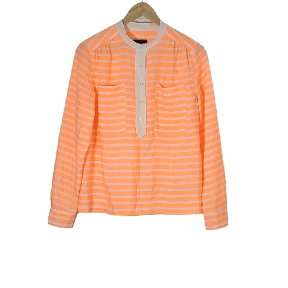 J. Crew Orange and White Striped Button Down Shirt